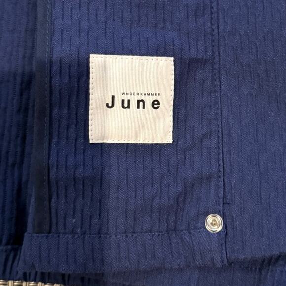 WNDERKAMMER NWOT June Cotton Textured Zip Front Blue Jacket South Korean Fashion - Picture 6 of 10